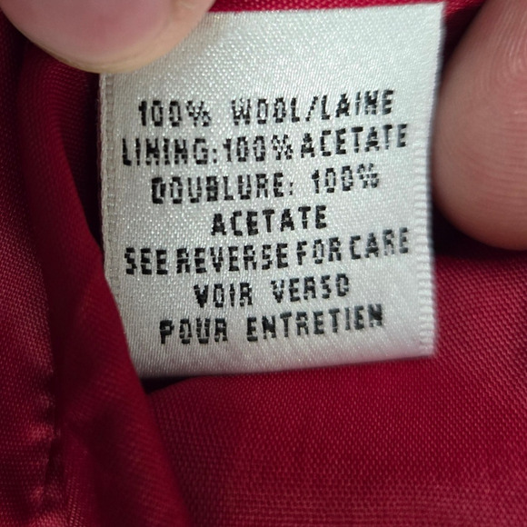90s Vintage Cherry Red Wool Single Breasted Blazer Talbots Jacket Size 12 - Picture 5 of 6